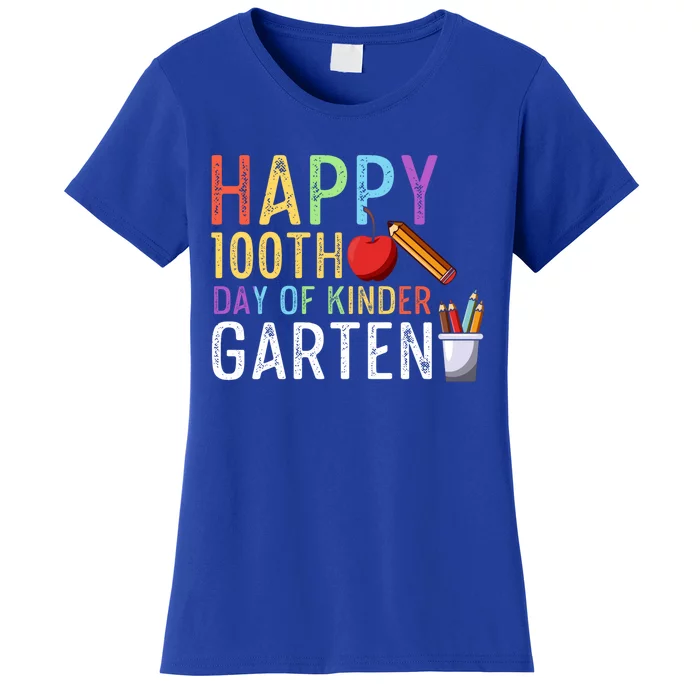 Happy 100Th Day Of Kindergarten 100 Days Of Kindergarten Gift Women's T-Shirt