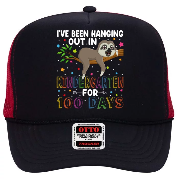 Happy 100th Day Of School Sloth 100 Days Of Kindergarten Gift High Crown Mesh Trucker Hat