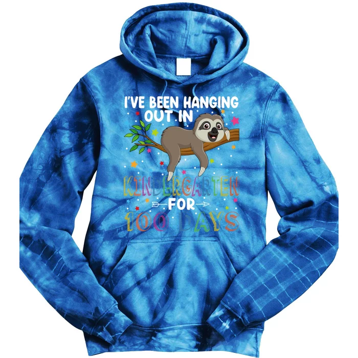 Happy 100th Day Of School Sloth 100 Days Of Kindergarten Gift Tie Dye Hoodie