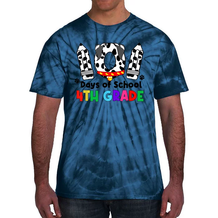 Happy 101 Days School Fourth Grade Dog 100 Days Smarter Tie-Dye T-Shirt