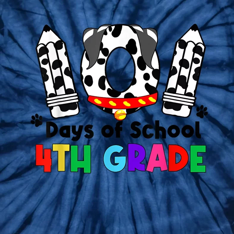 Happy 101 Days School Fourth Grade Dog 100 Days Smarter Tie-Dye T-Shirt