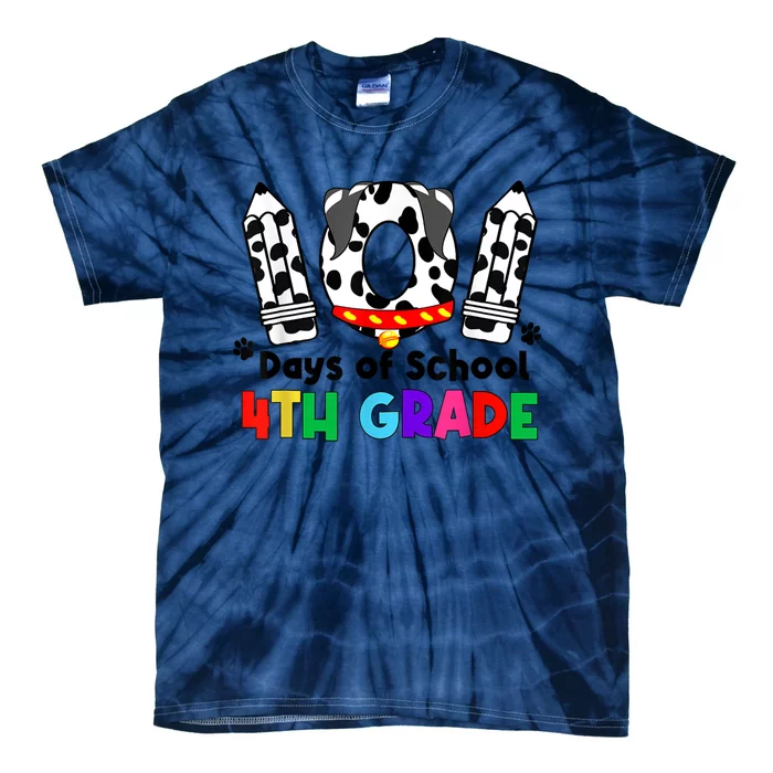 Happy 101 Days School Fourth Grade Dog 100 Days Smarter Tie-Dye T-Shirt