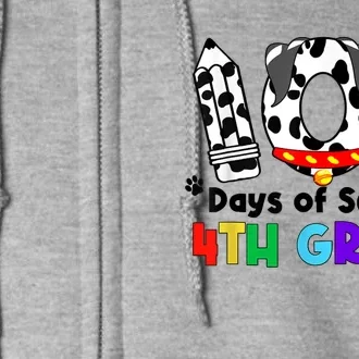 Happy 101 Days School Fourth Grade Dog 100 Days Smarter Full Zip Hoodie