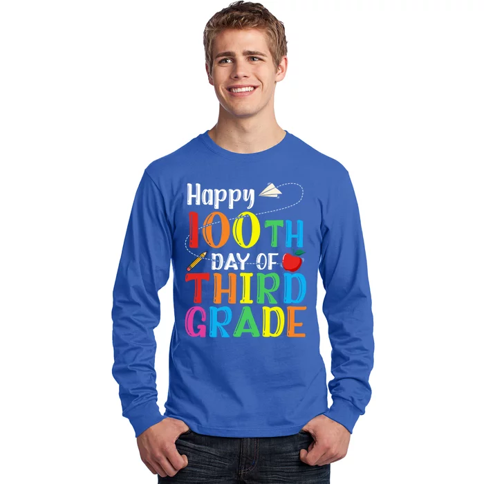 Happy 100Th Day Of School 3Rd Grade 100 Days Of Third Grade Gift Long Sleeve Shirt