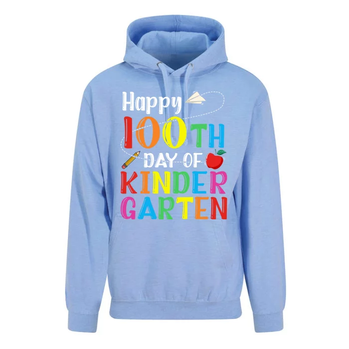 Happy 100th Day Of School Teacher 100 Days Of Kindergarten Funny Gift Unisex Surf Hoodie