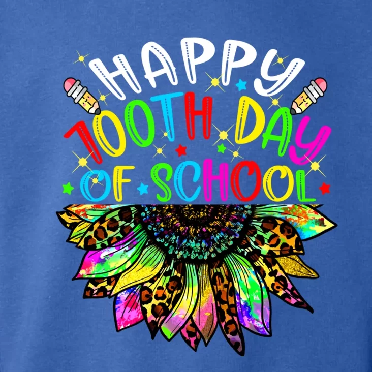 Happy 100th Day Of School Teacher 100 Days Sunflower Tie Dye Gift Toddler Hoodie