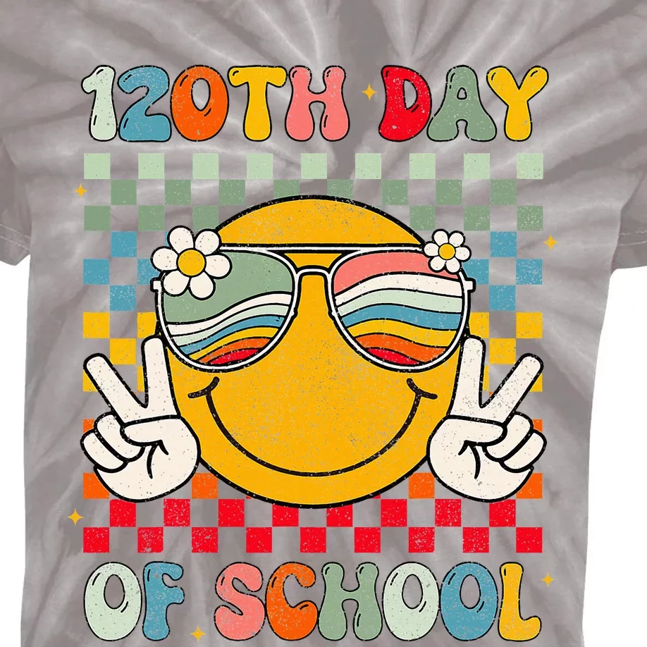 Happy 120th Day Of School Groovy 120 Days Of School Teacher Kids Tie-Dye T-Shirt