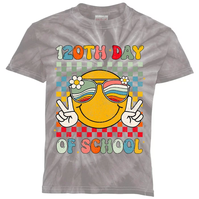 Happy 120th Day Of School Groovy 120 Days Of School Teacher Kids Tie-Dye T-Shirt