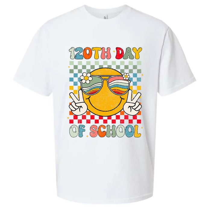 Happy 120th Day Of School Groovy 120 Days Of School Teacher Sueded Cloud Jersey T-Shirt