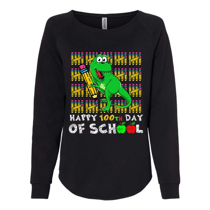 Happy 100th Day Of School T-Rex Funny Teacher day Womens California Wash Sweatshirt