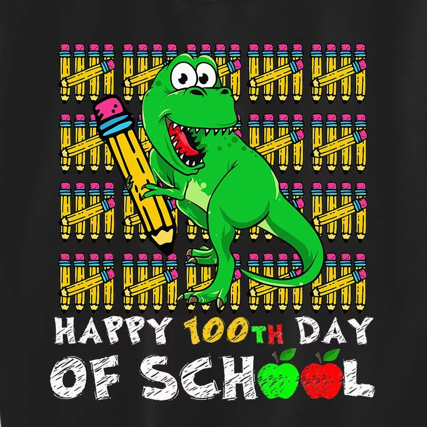 Happy 100th Day Of School T-Rex Funny Teacher day Kids Sweatshirt