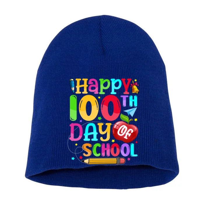 Happy 100th Day Of School Teacher 100 Days Smarter Gift Short Acrylic Beanie