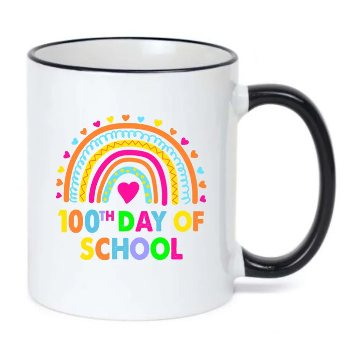 Happy 100th Day Of School Teacher Rainbow 100 Days Smarter Gift Black Color Changing Mug