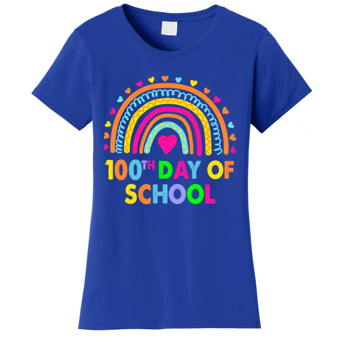 Happy 100th Day Of School Teacher Rainbow 100 Days Smarter Gift Women's T-Shirt