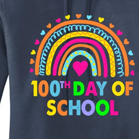 Happy 100th Day Of School Teacher Rainbow 100 Days Smarter Gift Women's Pullover Hoodie