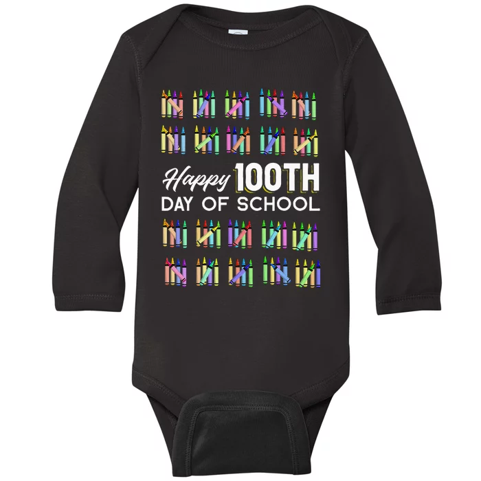 Happy 100th Day Of School Student Gift 100 Days Of School Baby Long Sleeve Bodysuit