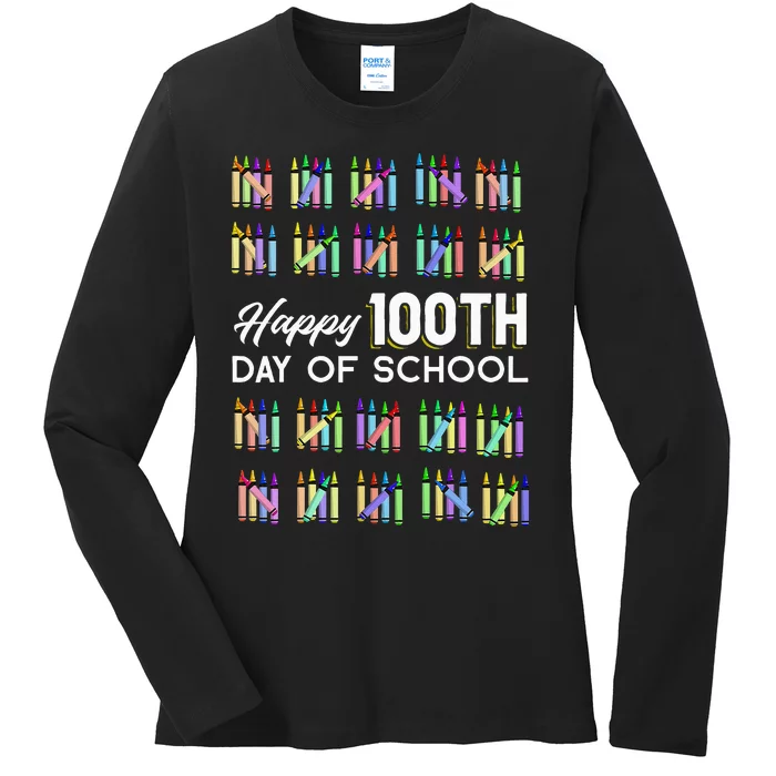 Happy 100th Day Of School Student Gift 100 Days Of School Ladies Long Sleeve Shirt