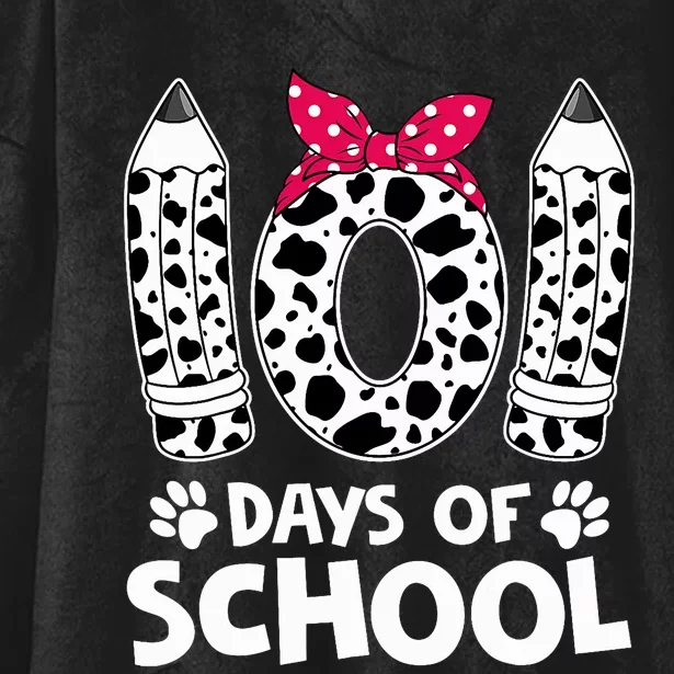 Happy 101 Days Of School Funny Student Teacher Dalmatian Design Hooded Wearable Blanket