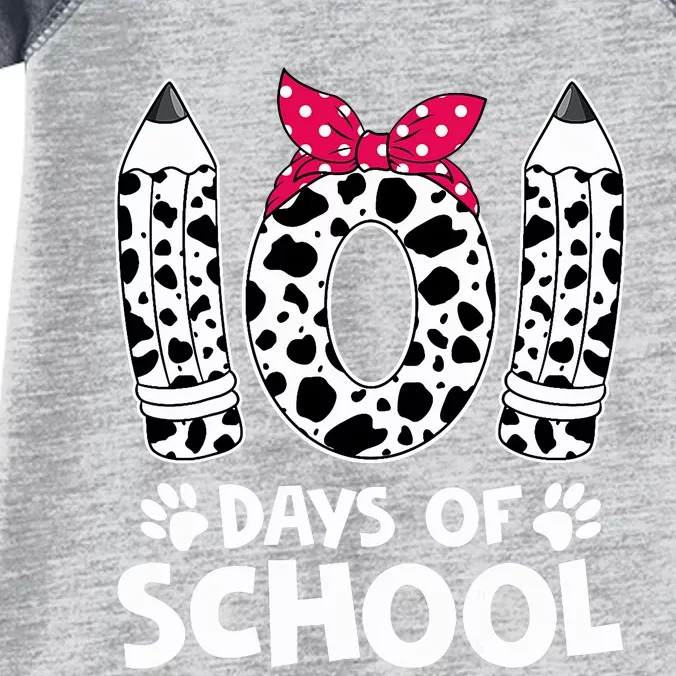 Happy 101 Days Of School Funny Student Teacher Dalmatian Design Infant Baby Jersey Bodysuit