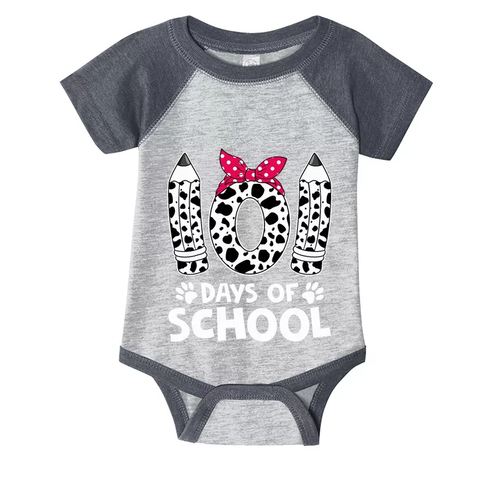 Happy 101 Days Of School Funny Student Teacher Dalmatian Design Infant Baby Jersey Bodysuit