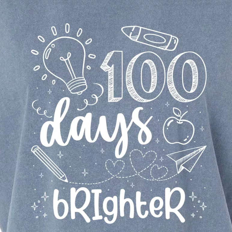 Happy 100th Day Of School Teacher Student 100 Days Brighter Great Gift Garment-Dyed Women's Muscle Tee