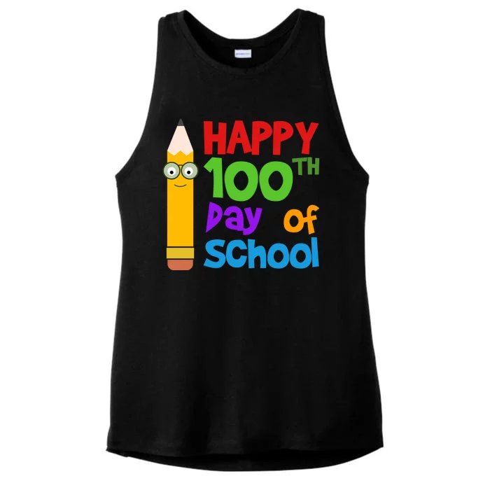 Happy 100th Day Of School Cute Ladies Tri-Blend Wicking Tank