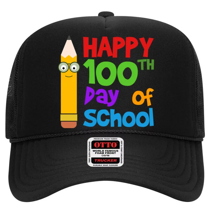 Happy 100th Day Of School Cute High Crown Mesh Trucker Hat