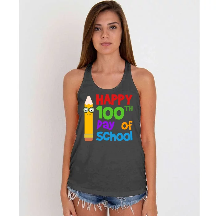 Happy 100th Day Of School Cute Women's Knotted Racerback Tank