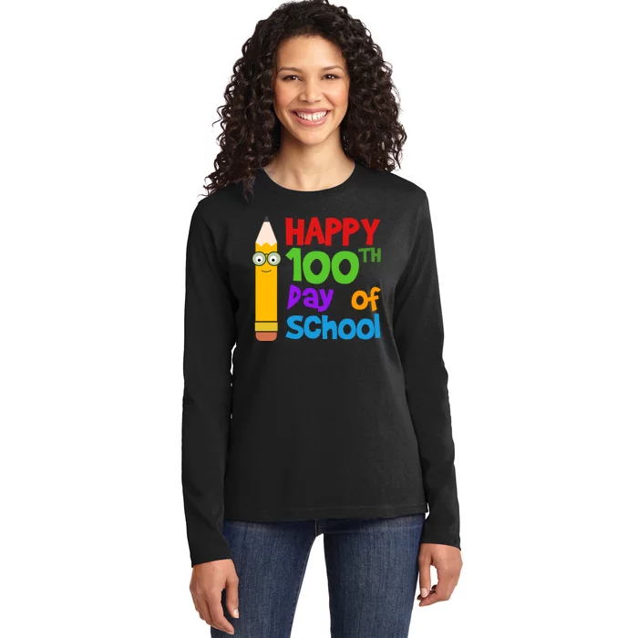 Happy 100th Day Of School Cute Ladies Long Sleeve Shirt