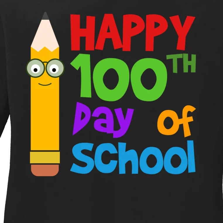 Happy 100th Day Of School Cute Ladies Long Sleeve Shirt