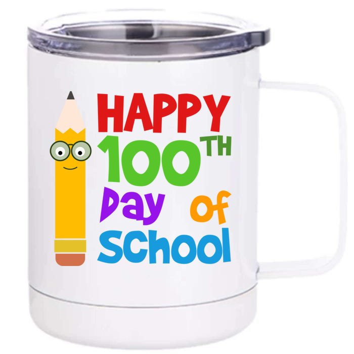 Happy 100th Day Of School Cute Front & Back 12oz Stainless Steel Tumbler Cup