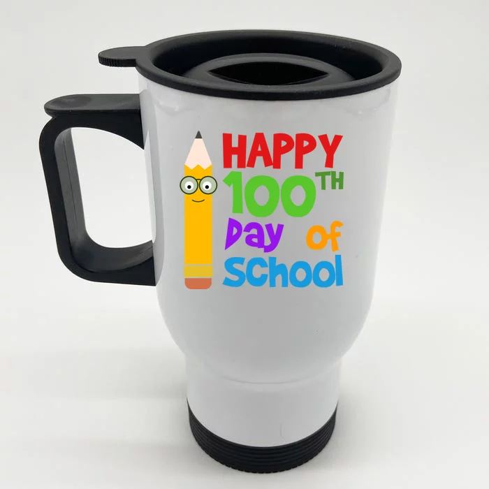 Happy 100th Day Of School Cute Front & Back Stainless Steel Travel Mug