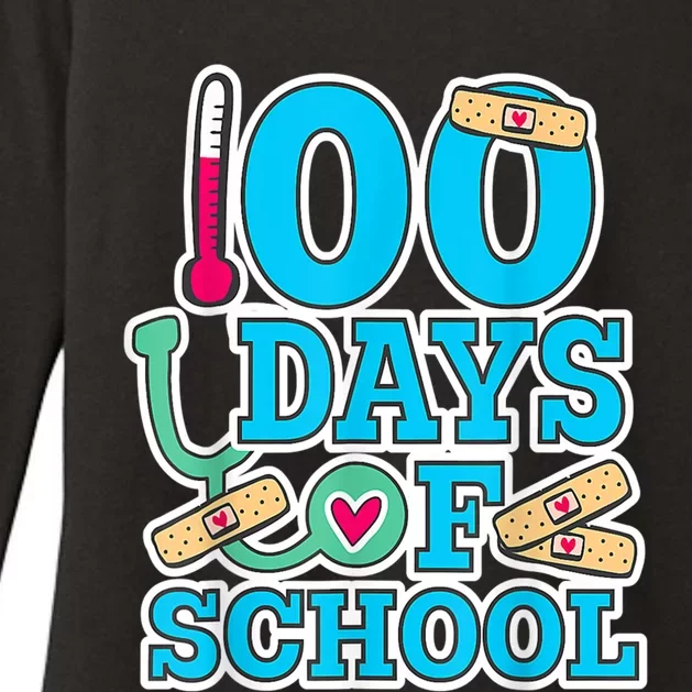 Happy 100th Day Of School Nurses 100 Days Of School Cute Gift Womens CVC Long Sleeve Shirt