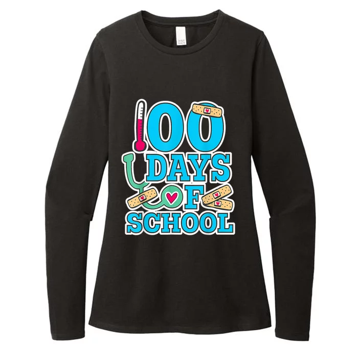 Happy 100th Day Of School Nurses 100 Days Of School Cute Gift Womens CVC Long Sleeve Shirt