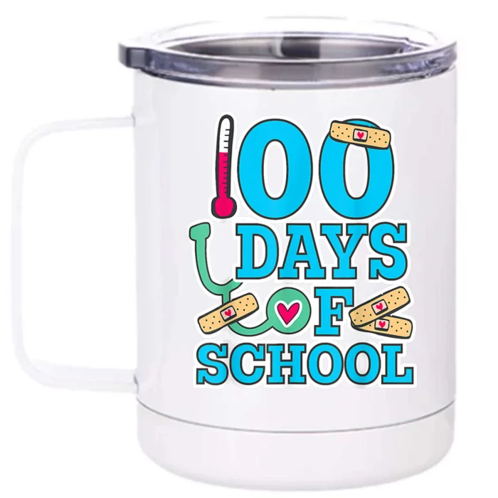 Happy 100th Day Of School Nurses 100 Days Of School Cute Gift Front & Back 12oz Stainless Steel Tumbler Cup