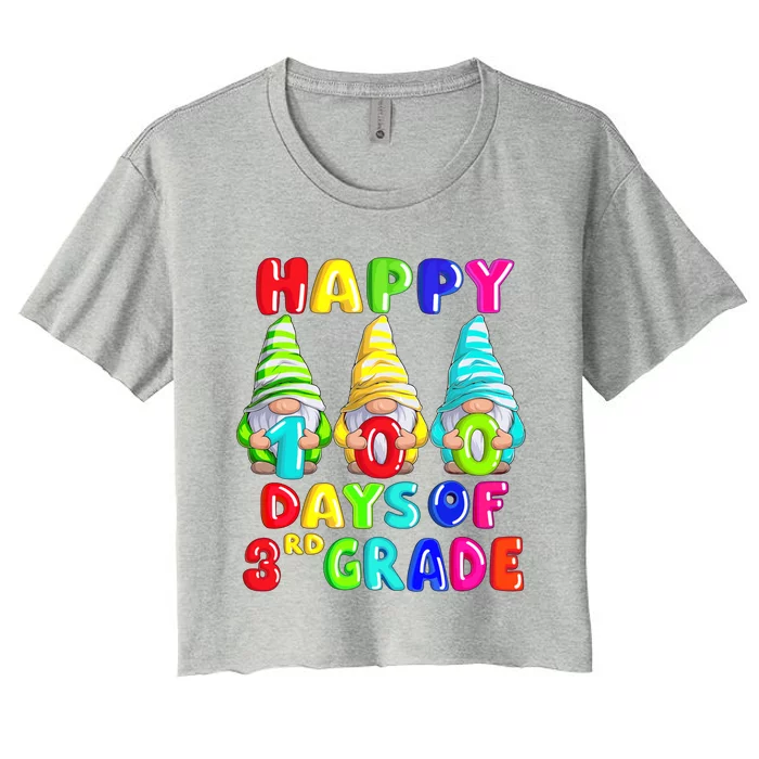 Happy 100th Day Of School Third 3rd Grade Gnome Teacher Cool Gift Women's Crop Top Tee