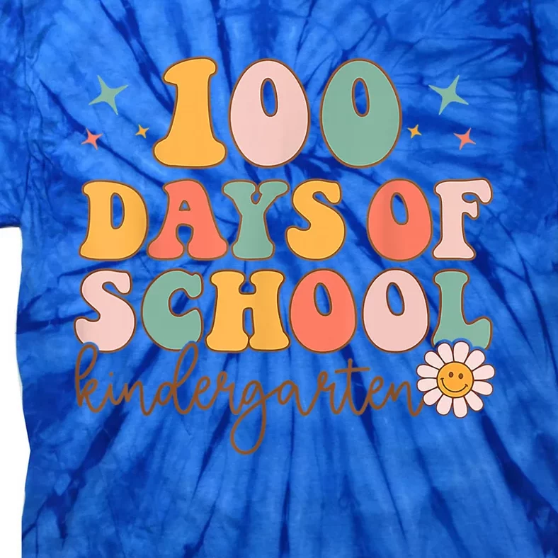 Happy 100 Days Of School Kindergarten Smarter Groovy Retro Gift Tie-Dye T-Shirt