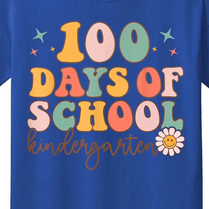 Happy 100 Days Of School Kindergarten Smarter Groovy Retro Gift Kids T-Shirt