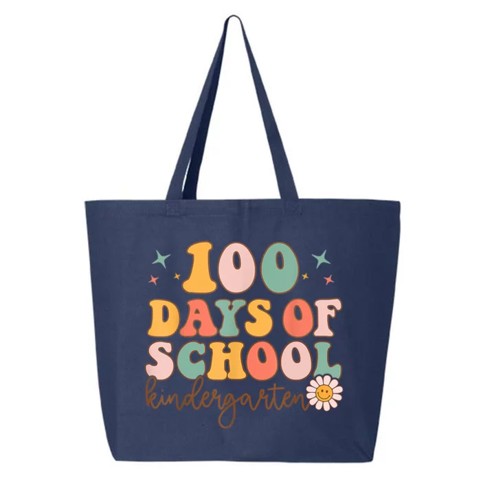 Happy 100 Days Of School Kindergarten Smarter Groovy Retro Gift 25L Jumbo Tote