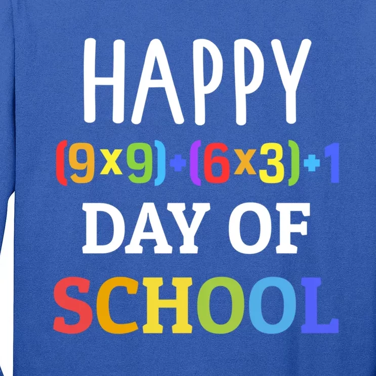 Happy 100th Day Of School With Math Formula For 100 Days Gift Tall Long Sleeve T-Shirt