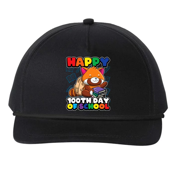 Happy 100th Day Of School Cute Red Panda Animal Bear Snapback Five-Panel Rope Hat