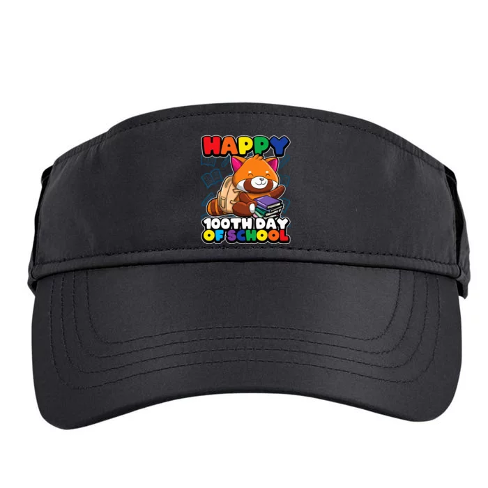 Happy 100th Day Of School Cute Red Panda Animal Bear Adult Drive Performance Visor