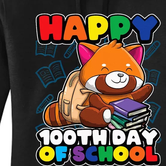 Happy 100th Day Of School Cute Red Panda Animal Bear Women's Pullover Hoodie