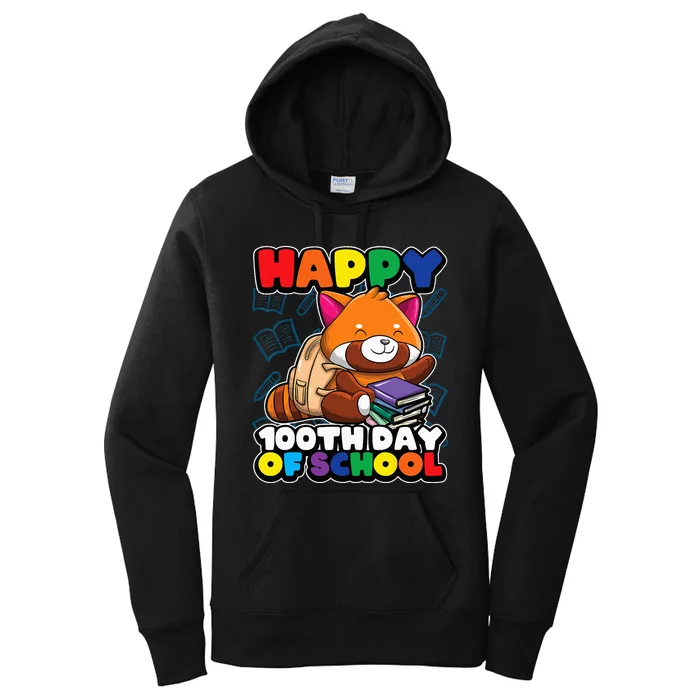 Happy 100th Day Of School Cute Red Panda Animal Bear Women's Pullover Hoodie