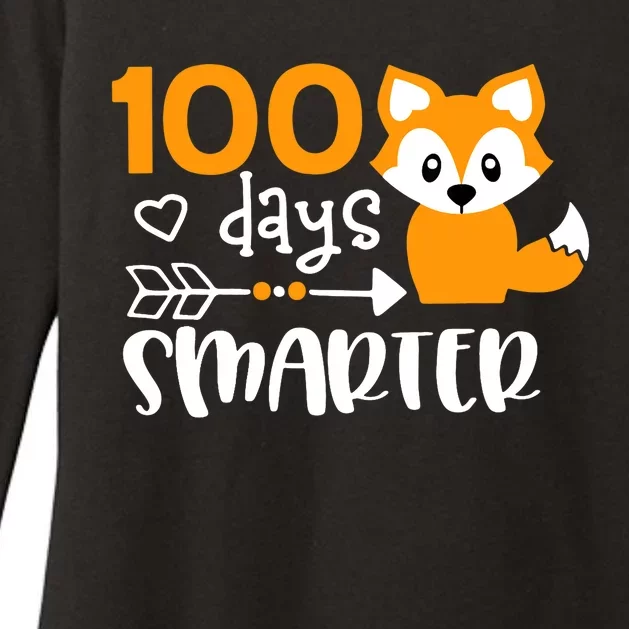 Happy 100 Days Of School Smarter Funny Cute Fox Teacher Womens CVC Long Sleeve Shirt