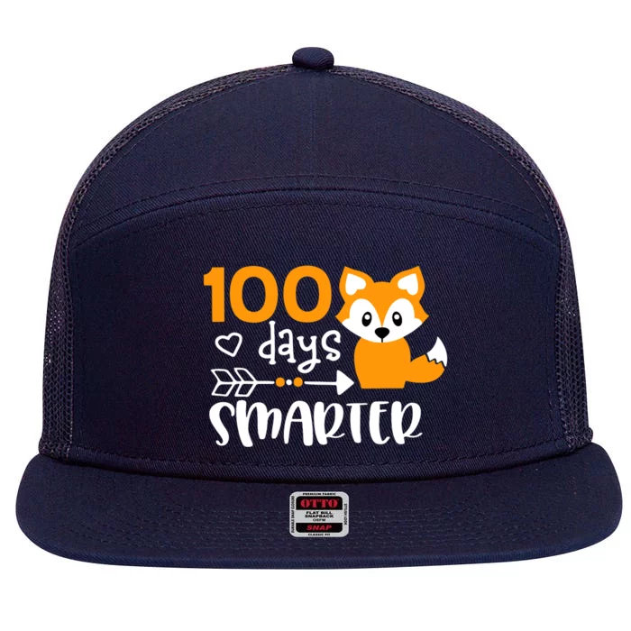 Happy 100 Days Of School Smarter Funny Cute Fox Teacher 7 Panel Mesh Trucker Snapback Hat