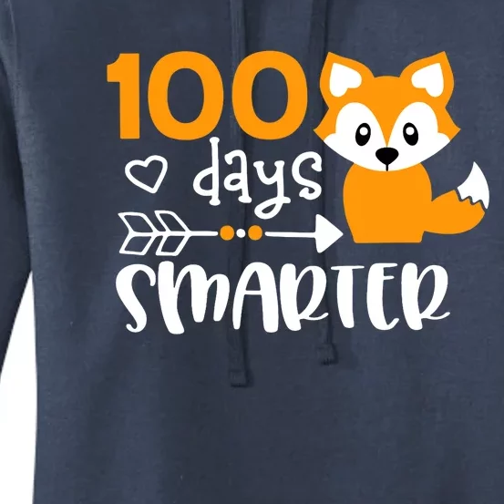 Happy 100 Days Of School Smarter Funny Cute Fox Teacher Women's Pullover Hoodie