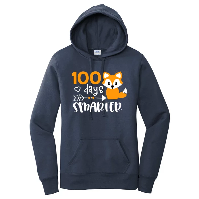 Happy 100 Days Of School Smarter Funny Cute Fox Teacher Women's Pullover Hoodie