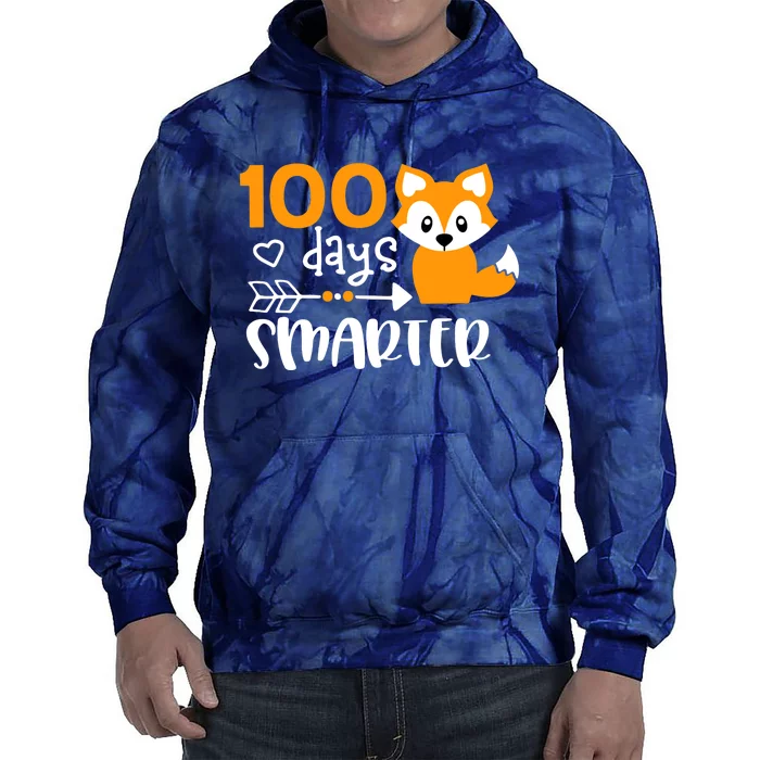 Happy 100 Days Of School Smarter Funny Cute Fox Teacher Tie Dye Hoodie