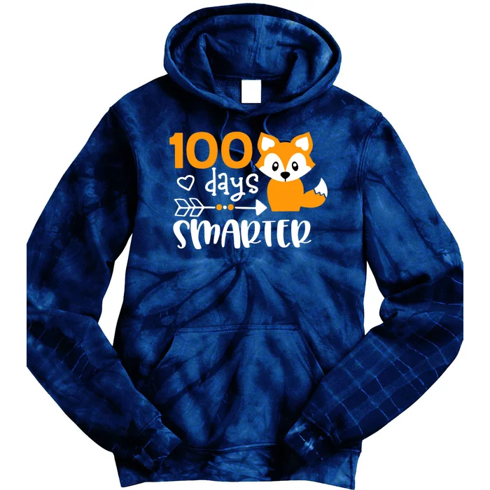 Happy 100 Days Of School Smarter Funny Cute Fox Teacher Tie Dye Hoodie